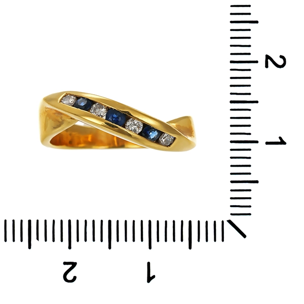 Ring, 18K, Gelbgold, Saphire, Brillanten