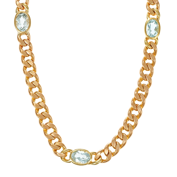 Collier, 9K, Gelbgold, Topas blau
