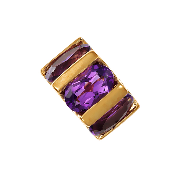 Anhänger, 9K, Gelbgold, Amethyste