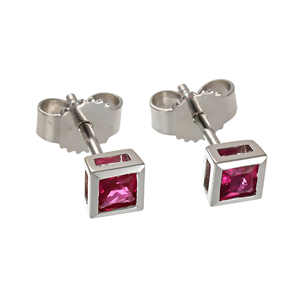 Ohrstecker, 14K, Weißgold, Rubine