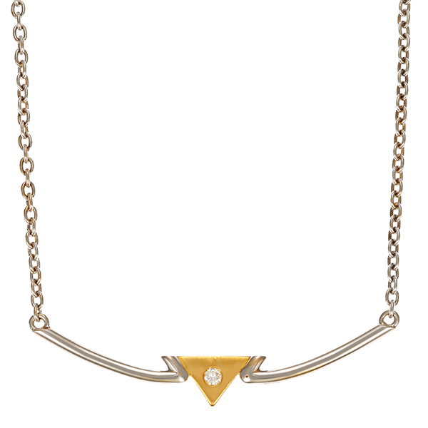 Collier, 950 Platin, Gelbgold, Brillant