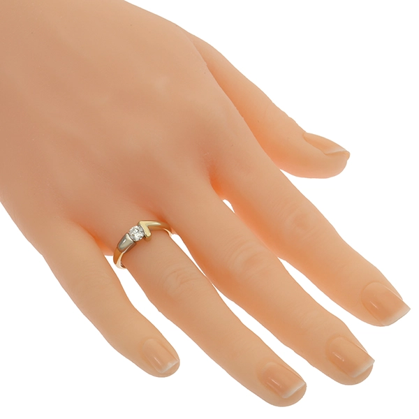 Diamantring, 18K, Gelb-/Weißgold, Brillant 0,41 ct