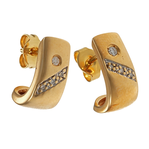 Steckcreolen, 14K, Gelbgold, Brillanten