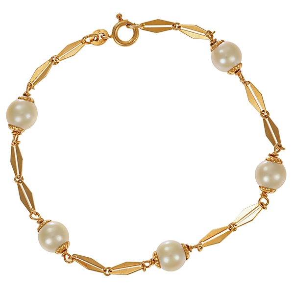 Armband, 18K, Gelbgold, Perlen