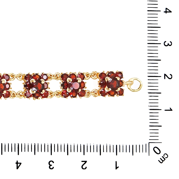 Armband, 14K, Gelbgold, Granat