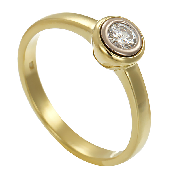 Diamantring, 14K, Gelb-/Weißgold, Brillant