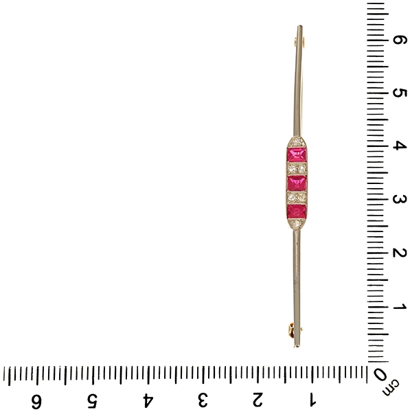 Brosche/Nadel, 14K, Gelb-/Weißgold,  Diamanten & beh. Rubine