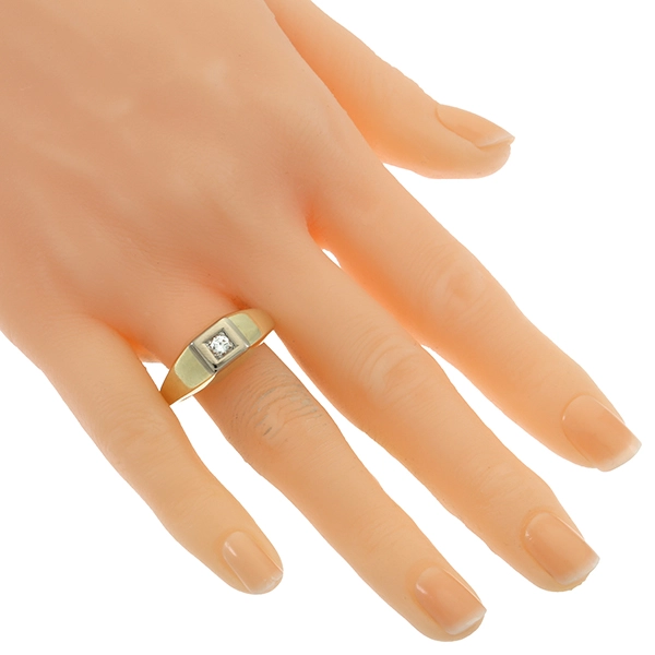 Herrenring, 14K, Gelb-/Weißgold, Brillant