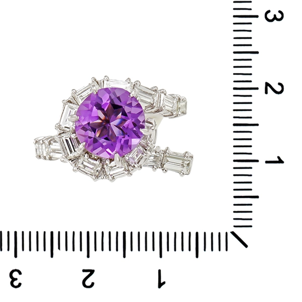 Ring, Platin, Amethyst, Diamanten