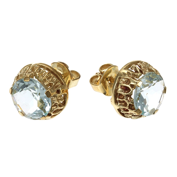 Ohrstecker, 14K, Gelbgold, Aquamarine