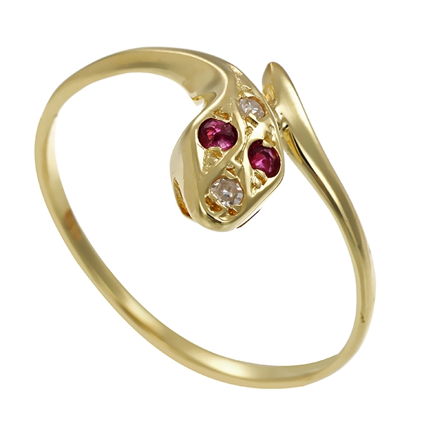 Ring, 14K, Gelbgold, Diamanten, Rubine
