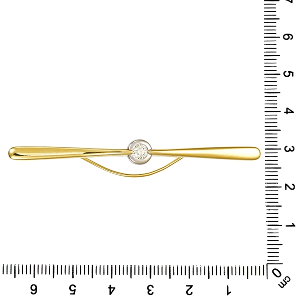 Brosche, 14K, Gelb-/Weißgold, Brillant