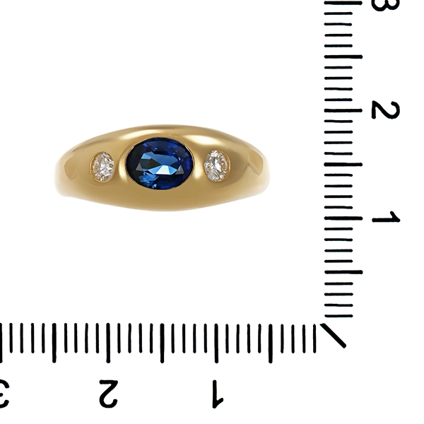 Ring, 14K, Gelbgold, Saphir, Brillanten