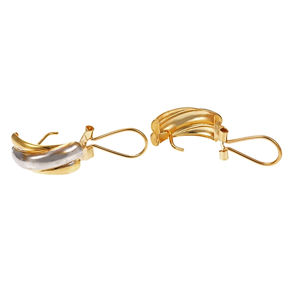 Steckcreolen, 18K, Gelb-/Weißgold