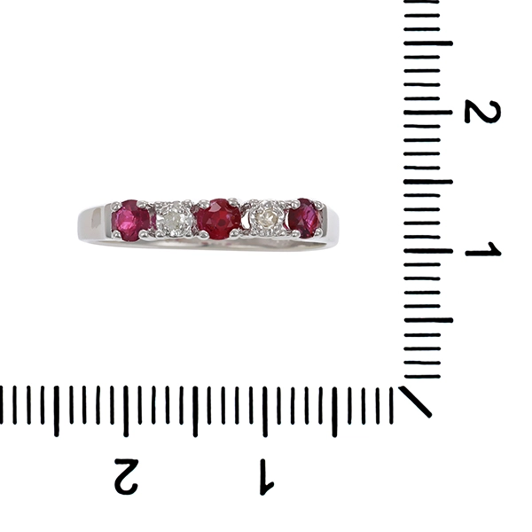 Ring, 14K, Weißgold, Rubin, Diamant