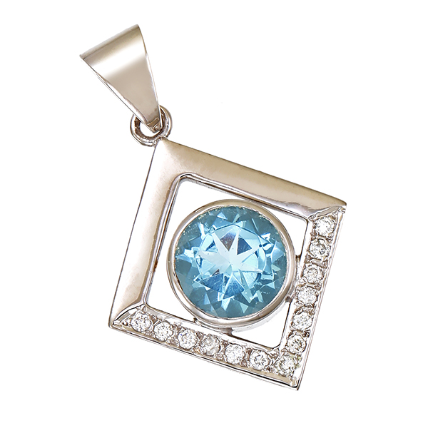 Anhänger, 18k, Weißgold, Brillant, synthetischer Spinell