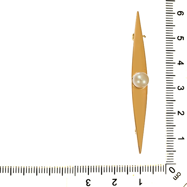 Brosche, 14K, Gelbgold, Perle