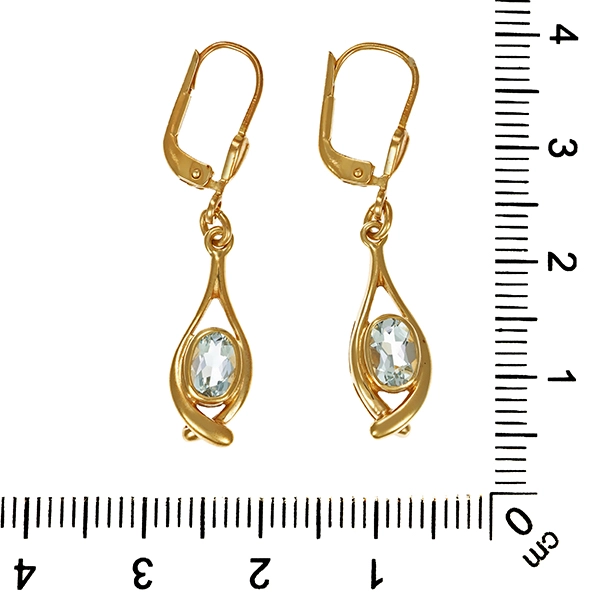 Ohrhänger, 9K, Gelbgold, Aquamarin