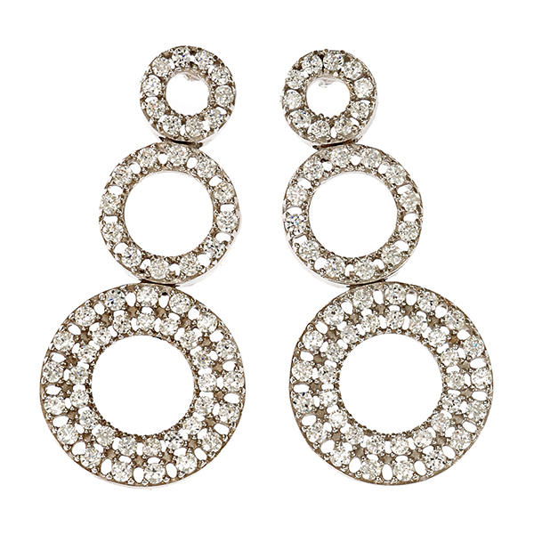 Ohrhänger, 14K, Weißgold, Zirkonia