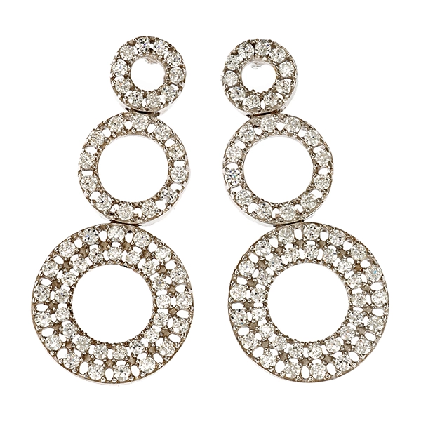 Ohrhänger, 14K, Weißgold, Zirkonia