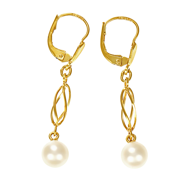 Ohrhänger, 14K, Gelbgold, Perle