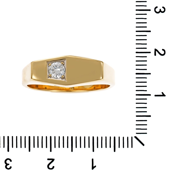 Herrenring, 14K, Gelbgold, Brillant 0,20 ct