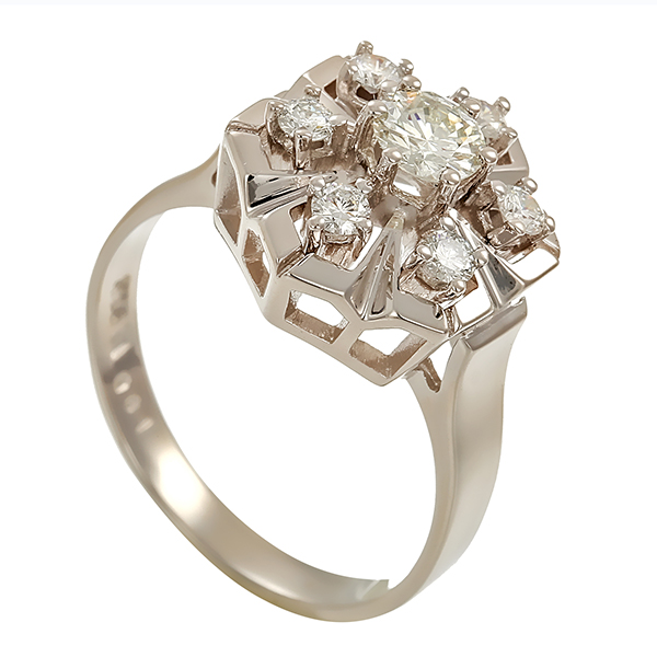 Ring, 14K, Weißgold, Brillanten