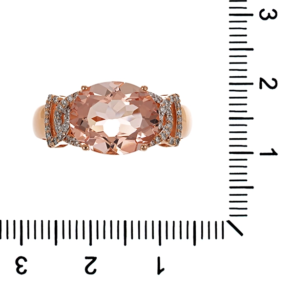 Ring, 14K, Rotgold, Morganit, Diamant