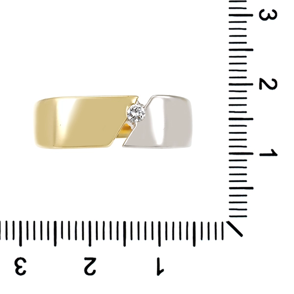 Herrenring, 14K, Gelb-/Weißgold, Brillant