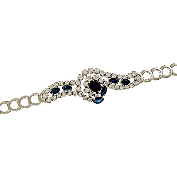 Armband, 18K, Weißgold, Saphire, Brillanten