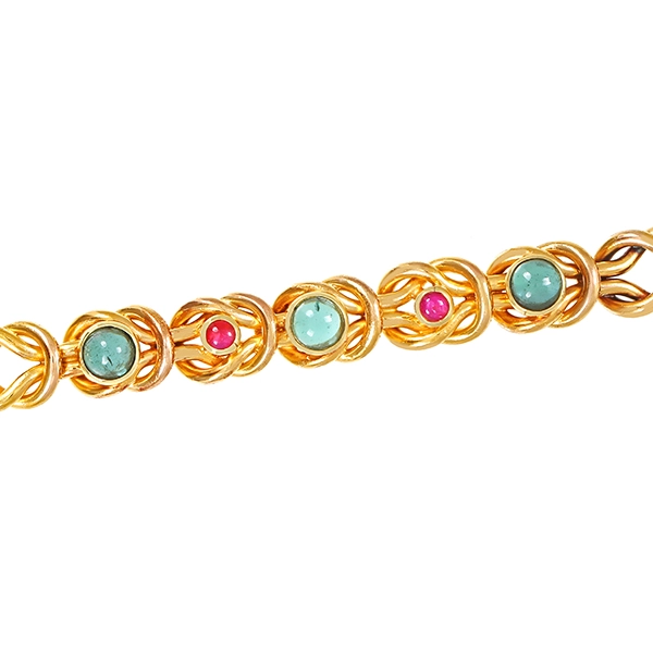 Armband, 14K, Gelbgold, Rubin, Turmalin