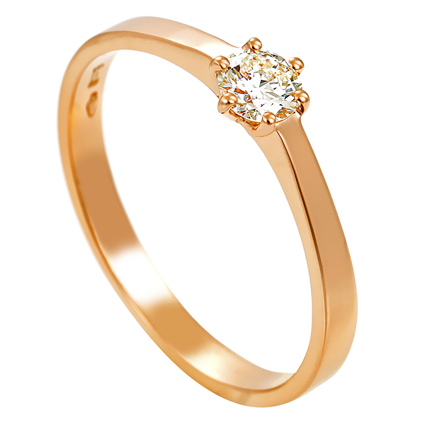 Diamantring, 18K, Rotgold, Brillant 0,25 ct