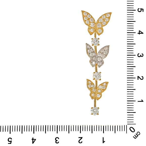 Anhänger, 14K, Gelb-/Weißgold, Schmetterling