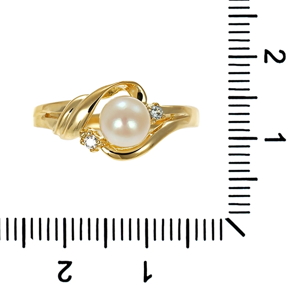 Ring, 8K, Gelbgold, Perle, Zirkonia