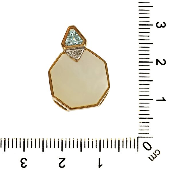 Anhänger, 8K, Perlmutt, Topas, Diamant