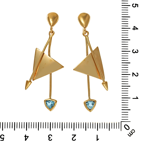 Ohrringe, 8K, Gelbgold, Topas blau