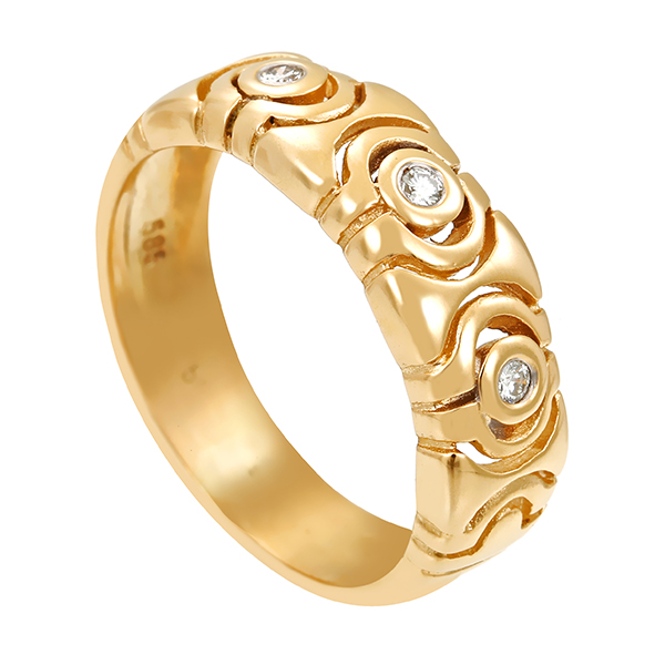 Diamantring, 14K, Gelbgold, Brillanten