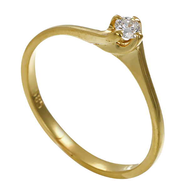 Diamantring, 14K, Gelbgold, Brillant 0,10 ct