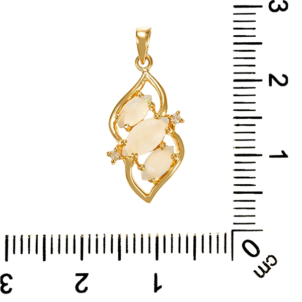 Anhänger, 18K, Gelbgold, Opal, Diamant