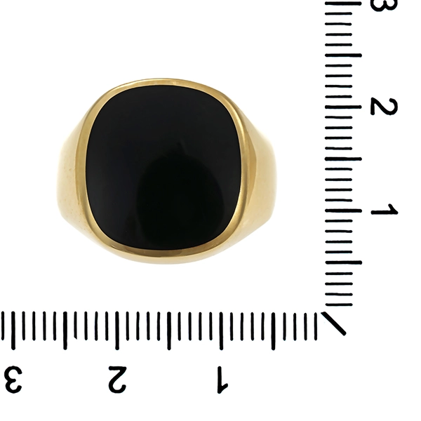 Herrenring, 14K, Gelbgold, Onyx