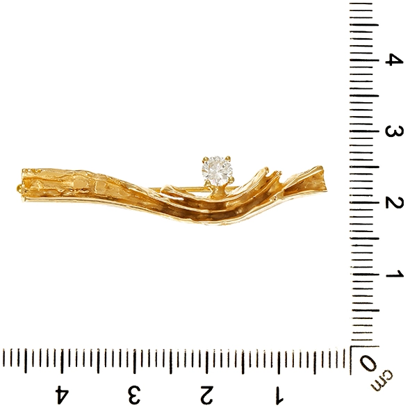 Brosche, 14K, Gelbgold, Brillant