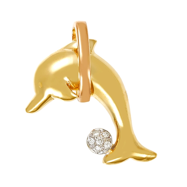 Anhänger, 18K, Gelb-/Weißgold, Brillant, Delphin