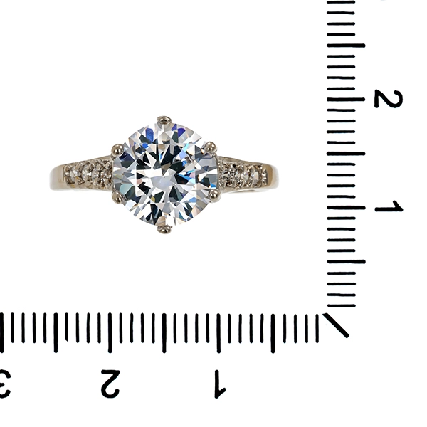 Ring, 10K, Weißgold, Zirkonia