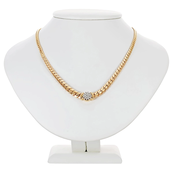 Collier, 14K, Gelb-/Weißgold, Brillanten, L46cm