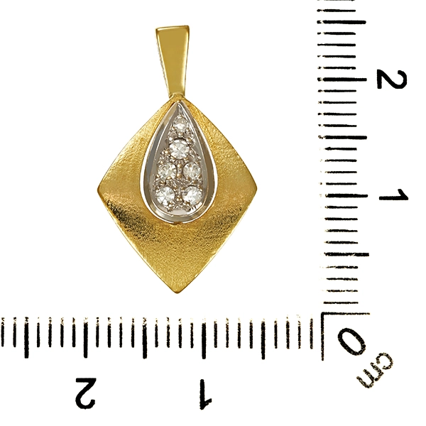 Anhänger, 14K, Gelb-/Weißgold, Diamanten