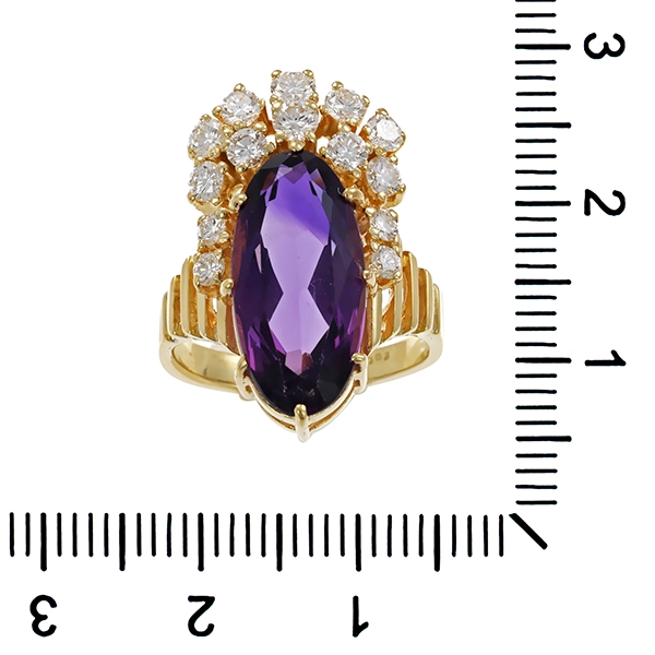 Ring, 14K, Gelbgold, Amethyst, Brillanten, U51