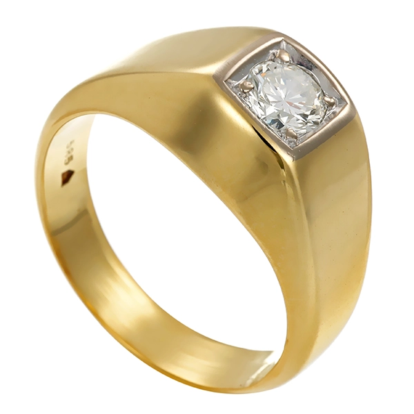 Herrenring, 14K, Gelb-/Weißgold Brillant 0,51 ct