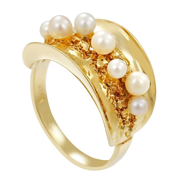 Ring, 14K, Gelbgold, Perlen