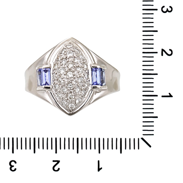 Ring, 18K, Weißgold, Brillant, Tansanit
