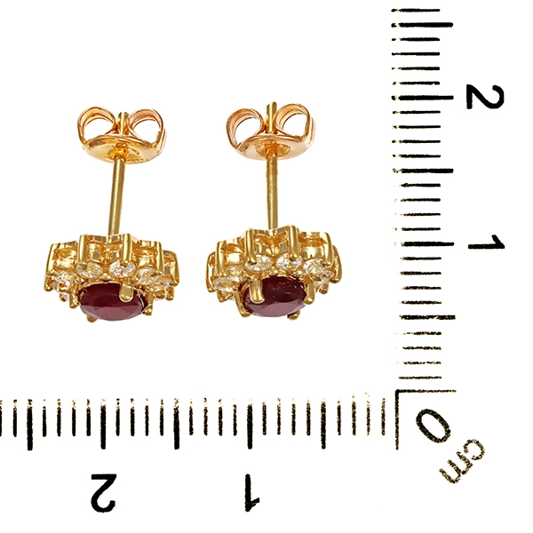 Ohrstecker, 8K, Gelbgold, Zirkonia, Rubin